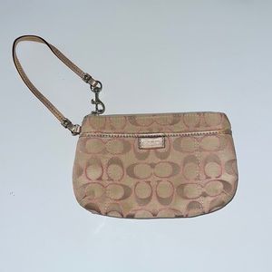 Coach Pink Glitter Logo Wristlet
